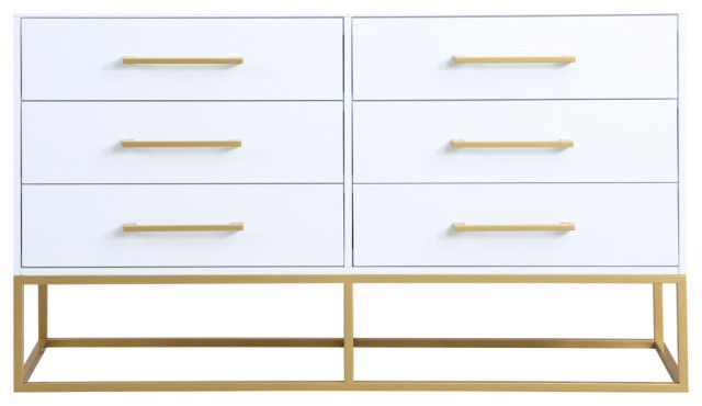 Maxine Wood Dresser With Durable Brushed Gold Metal Base - Contemporary ... throughout Exploring the Craftsmanship Behind the Maxine Wood Chest Dark Cherry Finish