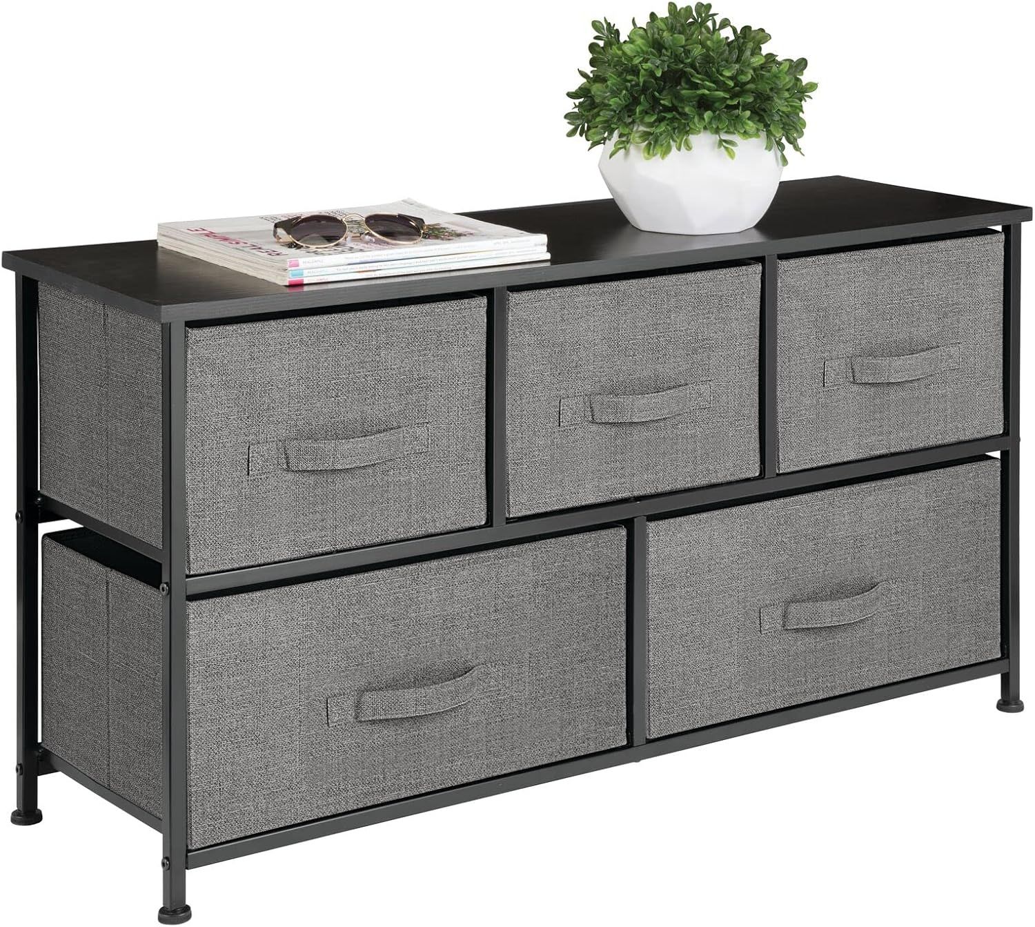 Mdesign Extra Wide Dresser Storage Tower - Sturdy Steel Frame, Wood Top ... for How to choose the right dresser with pull-out bins