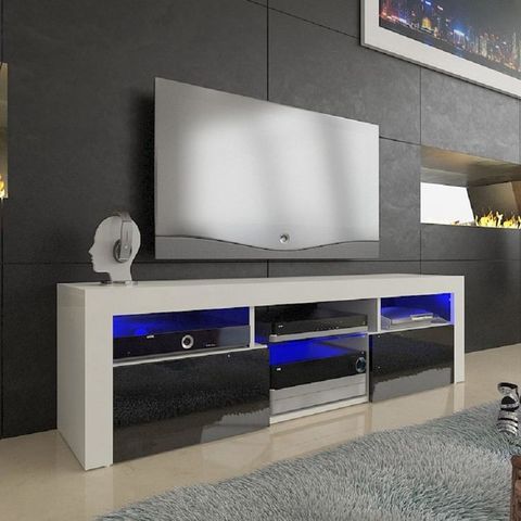 Meble Bari 160 White/Black Tv Stand Bari160Wb | Living Room Sets ... in How the ANDREA 160 White TV Stand Elevates Living Room Aesthetics