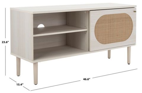 Med9609C Tv Stands - Furniture By Safavieh in Safavieh Evane 2 Door Media Stand, Bleached White/Natural