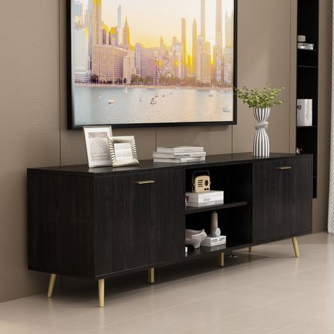 Mercer41 69'' W 2-Door Tv Stand Media Console With Cable Manegement | Wayfair with Winfield 60" 2-Door Tv Stand Media Console Black
