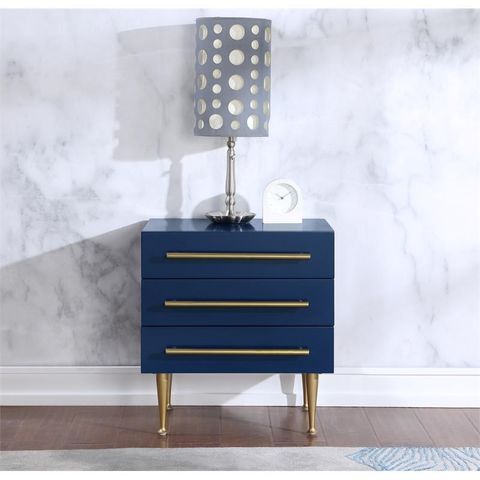 Meridian Furniture Marisol Contemporary Metal Nightstand In Rich Navy Finish | Homesquare in How the Marisol Wood Metal Chest Elevates Your Contemporary Space