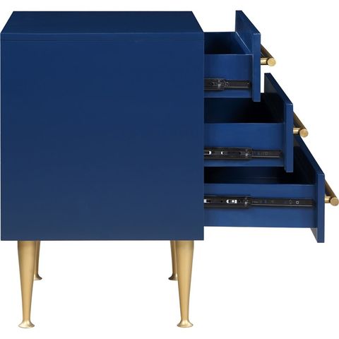 Meridian Furniture Marisol Contemporary Metal Nightstand In Rich Navy Finish | Homesquare throughout Marisol Wood / Metal Contemporary Chest, Rich Navy Finish