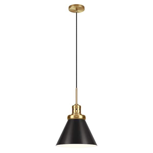 Meyer&amp;Cross Zeno 12 In. 1-Light Brushed Brass/Blackened Bronze Pendant ... inside Zeno 8.5 Wide Pendant With Metal Shade In Blackened Bronze/Blackened Bronze