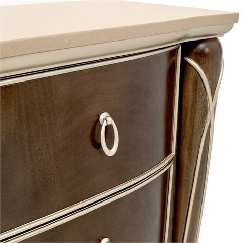 Michael Amini Villa Cherie Wood & Marble Dresser In Hazelnut Brown for How Villa Cherie Dresser - Hazelnut Reflects Traditional Woodworking Excellence