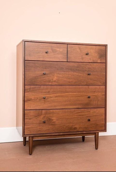 Mid Century 5 Drawer Dresser One Size Walnut – Artofit in Hugo Mid-Century 5-Drawer Chest, Walnut Brown