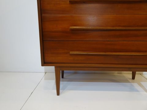 Mid Century Five Drawer Walnut Dresser At 1Stdibs throughout Hugo Mid-Century 5-Drawer Chest, Walnut Brown