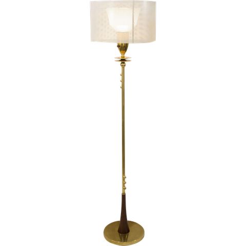 Mid-Century Modern Brass Floor Lamp With Perforated Shade | Modernism for Creating Ambiance with Panos 6625 Tall Floor Lamp in Residential Settings