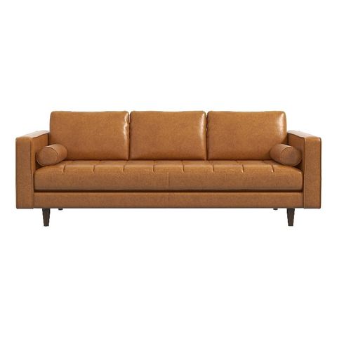 Mid Century Modern Tufted Leather Sofa | Baci Living Room with regard to Exploring the Durability and Beauty of Genuine Leather Upholstery