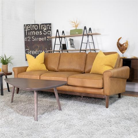 Mid-Century Modern Vera Cognac Tan Leather Sofa - Ash3758 for Exploring the Durability and Beauty of Genuine Leather Upholstery