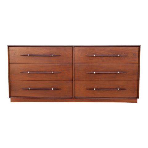 Mid-Century Modern Walnut Six Drawers Dresser By T.h. Robsjohn-Gibbings ... inside Care Tips for Maintaining Your Cortina Honey Walnut 6-Drawer Chest
