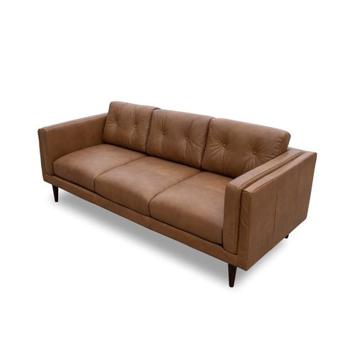 Mid-Century Modern West Cognac Tan/Brown Vintage Genuine Italian ... pertaining to Exploring the Durability and Beauty of Genuine Leather Upholstery