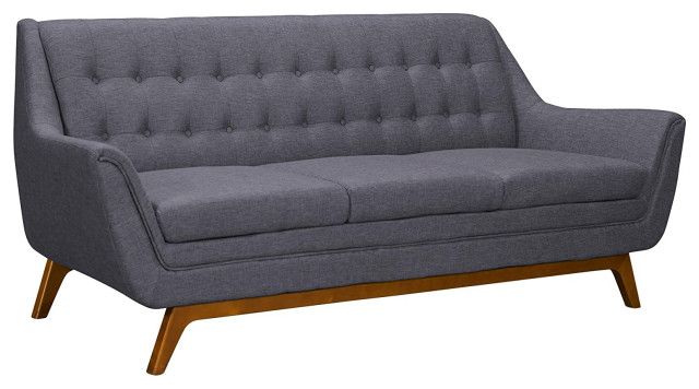 Mid Century Sofa, Champagne Finished Legs With Dark Grey Seat &amp; Tufted ... within Creating a Cozy Nook with Your Dark Grey Mid Century Sofa