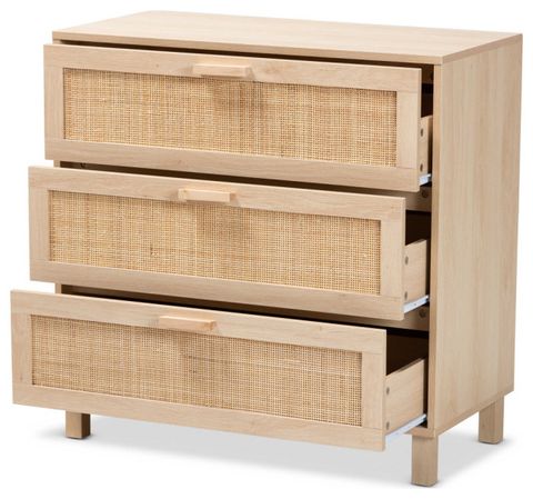 Mignon Mid-Century Modern Natural Rattan - Tropical - Dressers - By ... intended for Mignon Mid-Century Modern Natural Rattan 3-Drawer Chest