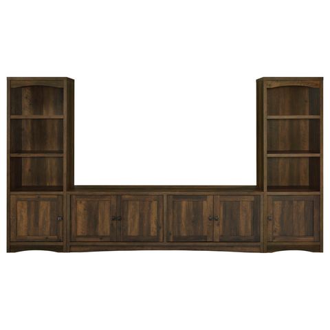 Millwood Pines Laughlin 4-Door Engineered Wood 78" Tv Stand Dark Pine ... for The Sachin TV Stand A Deep Dive into Engineered Wood Durability