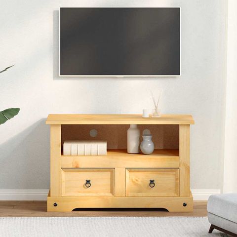 Millwood Pines Vidaxl Tv Stand/ Tv Table With Grommet, Mexican Pine ... in Vidaxl Tv Stand/ Tv Table, Mexican Pine Corona Range, 35.8X16.9X22 Inches Brown