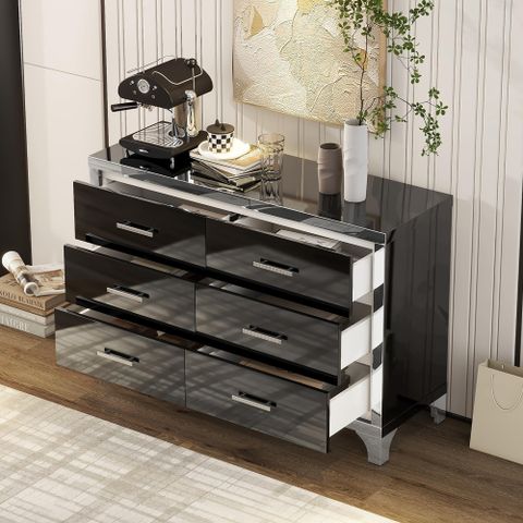 Mirrored Dresser With Drawers in Exploring the Versatility of the Bailee 60" Black Mirrored Chest