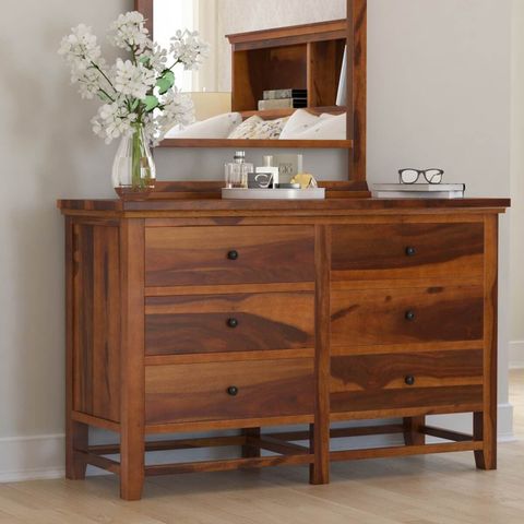 Mission Modern Solid Wood 6 Drawer Bedroom Double Dresser – Artofit with 61" Brown Solid Wood Six Drawer Double Dresser