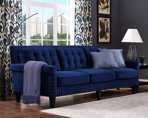 Modern Blue Velvet Sofa At Kathleen Campion Blog pertaining to Elegance Contemporary Sofa In Blue Velvet With Acrylic Legs