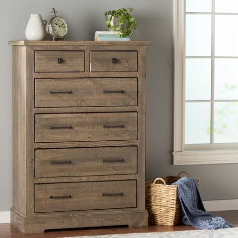 Modern Brown Buford 6 Drawer Chest, For Home, Size: W38" X D18"X H55 ... throughout The Perfect 5 Drawer Chest W41 x D18 x H56 for Small Living Spaces