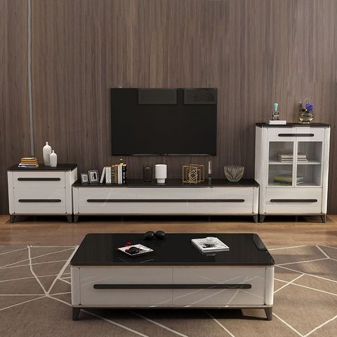 Modern Classic White/Black Style Wood High Gloss Tempered Glass Top ... regarding Modern Style Tv Stand With Adjustable Length, Black & White