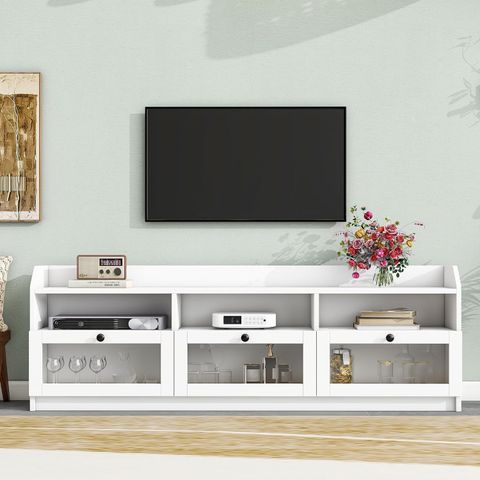 Modern Design Tv Stand With Acrylic Board Door, Chic Elegant Media ... for The Art of Minimalist Media Organization in Black and White
