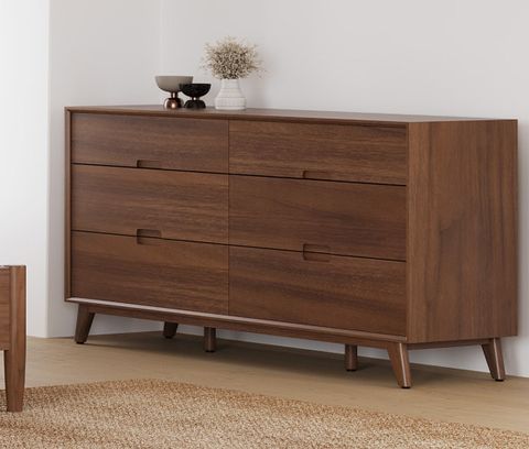Modern Double Dresser With Groove Handles - Midcentury - Dressers - By ... within Beyond Aesthetics Discovering the Craftsmanship in Walnut Double Dressers