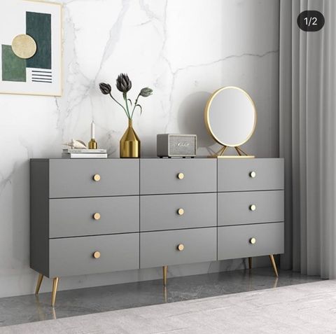 Modern Gray Dresser With Gold Handles pertaining to Goldsmith Modern Contemporary Dark Gray/Gold Dresser