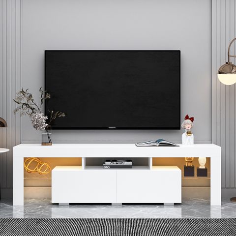 Modern Led Tv Stand, 20 Colors, Remote Control Lights - Walmart.com with The Art of Minimalist Media Organization in Black and White