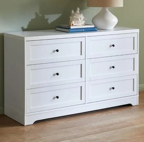 Modern Oak White 6 Drawers Chest Cabinet For Living Room inside Palm Gate 6-Drawer Chest, Cloud White