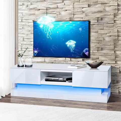 Modern Tv Stand With Led Lights, White Led Entertainment Center For 42 ... in Altamonte Contemporary Entertainment Center With 70'' Tv Console And Led Lights