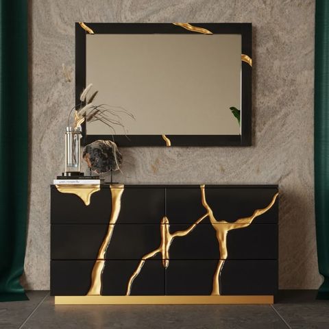 Modrest Aspen - Modern Black And Gold Dresser | Gold Dresser, Gold Bed ... intended for Understanding the Appeal of Modrest Aspen Modern Wide Black and Gold Dresser in Contemporary Interior Design