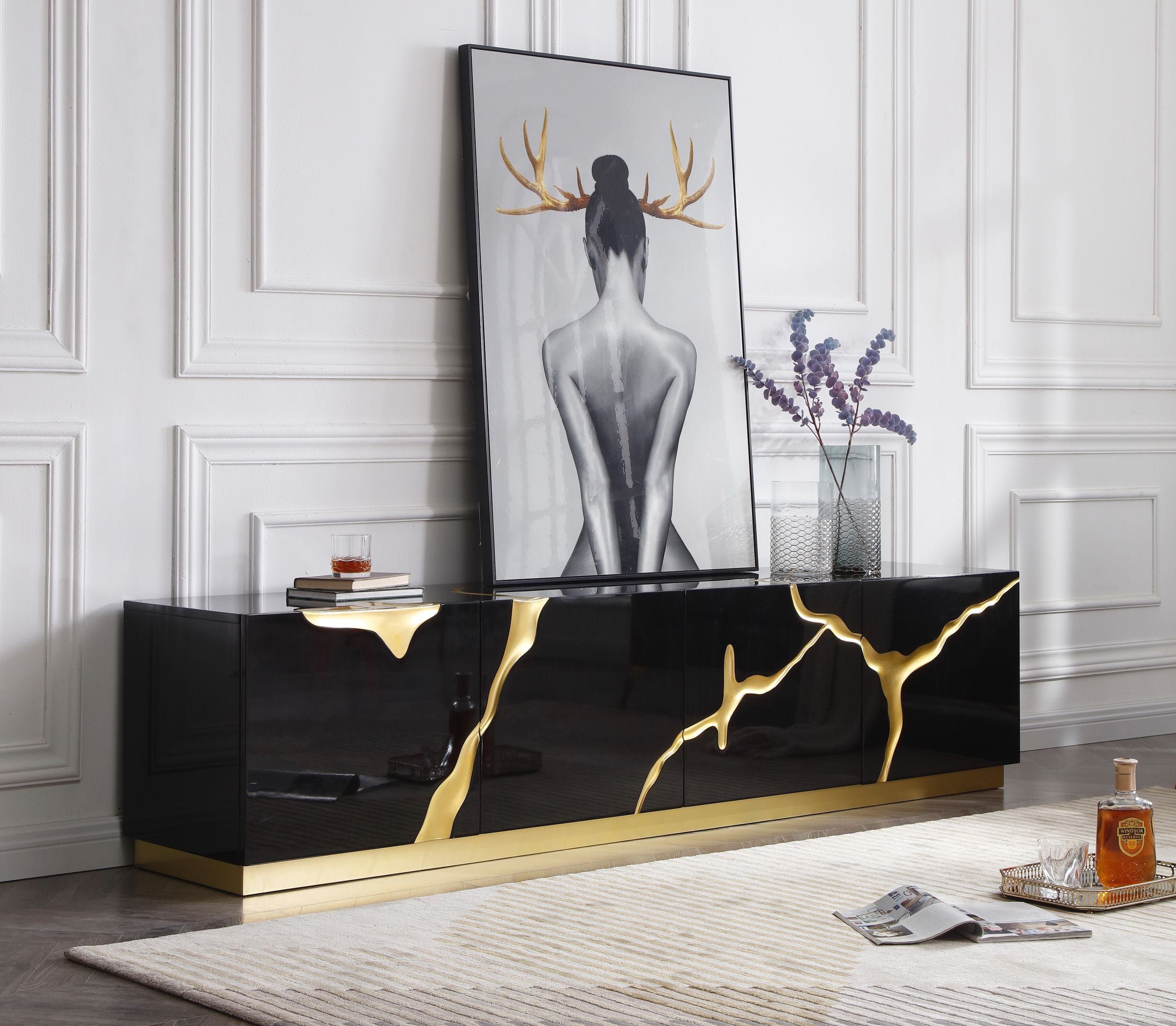Modrest Aspen - Modern Black &amp; Gold Tv Stand with Understanding the Appeal of Modrest Aspen Modern Wide Black and Gold Dresser in Contemporary Interior Design