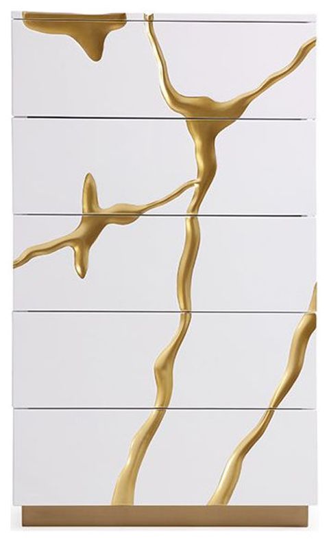 Modrest Aspen Modern White And Gold Chest - Contemporary - Dressers ... with Inside the Modrest Aspen Chest Understanding Its Craftsmanship and Appeal