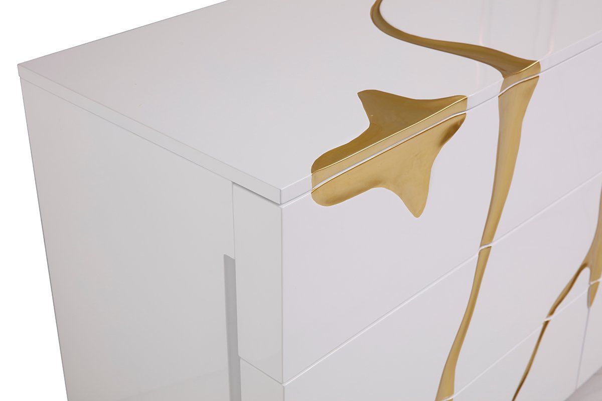 Modrest Aspen Modern White &amp; Gold Dresser | Atlas Furniture Imports in
