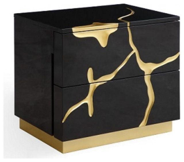 Modrest Aspen Modern Wide Black And Gold Nightstand - Contemporary ... regarding Modrest Aspen Modern Wide Black And Gold Dresser