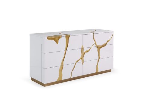 Modrest Aspen Modern Wide White And Gold Dresser | Atlas Furniture Imports regarding Modrest Aspen Modern White And Gold Chest