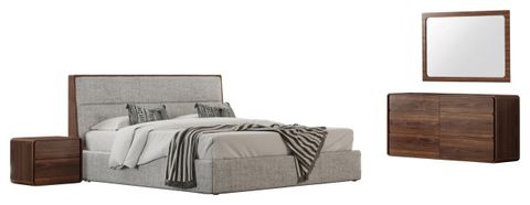 Modrest Dustin Modern Grey Fabric And Walnut Bedroom Set, Queen ... with regard to Understanding the Materials and Construction of the Modrest Dustin Walnut Dresser