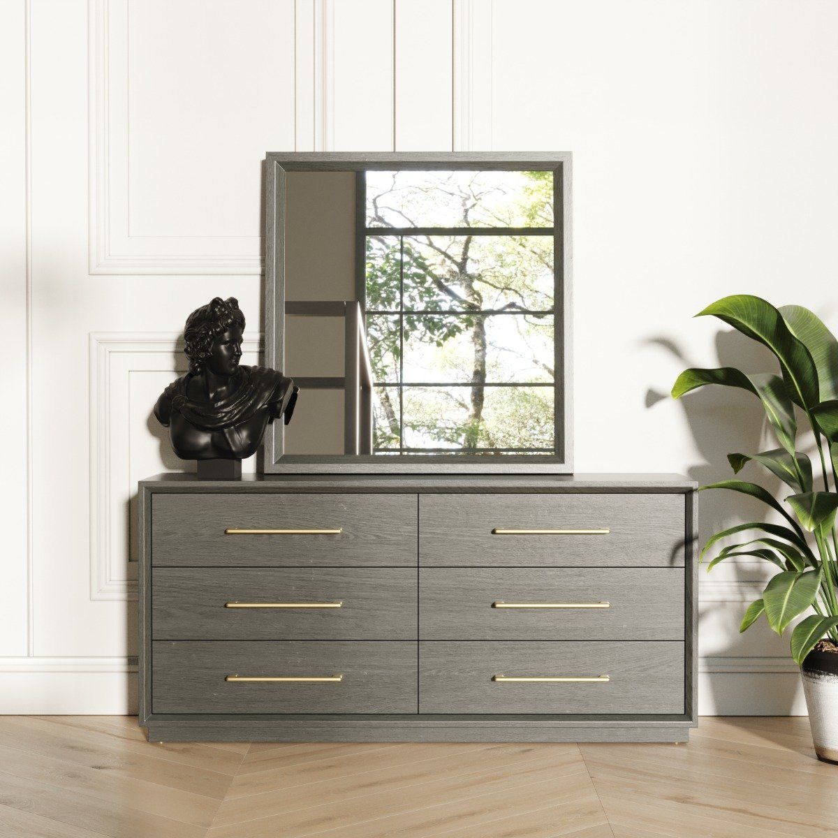 Modrest Manhattan- Contemporary Grey And Gold Dresser | Atlas Furniture ... in Inside the Modrest Manhattan Chest Timeless Style Meets Modern Design