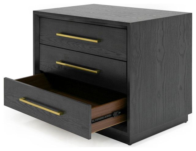 Modrest Manhattan- Contemporary Grey And Gold Nightstand - Transitional ... throughout Inside the Modrest Manhattan Chest Timeless Style Meets Modern Design