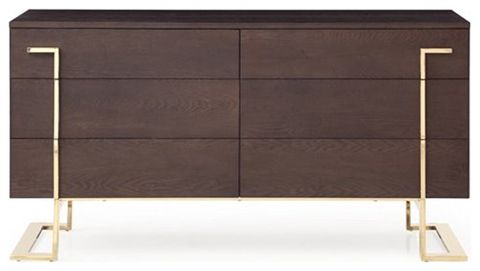 Modrest Moontide 6-Drawer Modern Wood Veneer Dresser In Brown/Champagne ... throughout Maximizing Storage and Style with Modrest Moontide Modern Dresser Solutions
