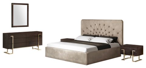 Modrest Moontide - Glam Beige Velvet And Brushed Brass Bedroom Set ... intended for Modrest Moontide Modern Dresser