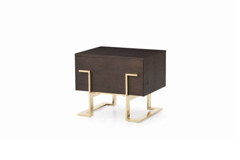 Modrest Moontide Modern Smoked Ash & Gold Nightstand with regard to Modrest Moontide Modern Dresser