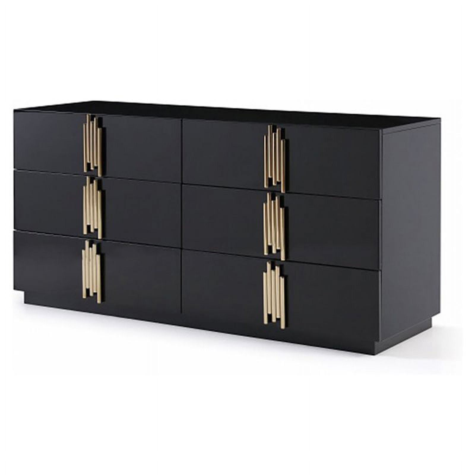 Modrest Token 6-Drawer Modern Mdf Wood &amp; Stainless Steel Dresser In ... regarding Modrest Moontide Modern Dresser