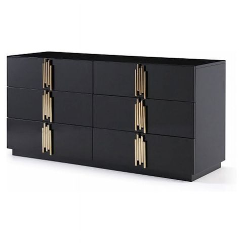 Modrest Token 6-Drawer Modern Mdf Wood & Stainless Steel Dresser In ... regarding Modrest Moontide Modern Dresser