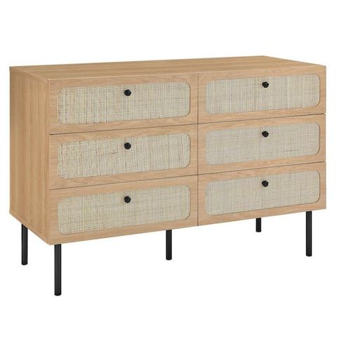 Modway Chaucer 6-Drawer Compact Dresser In Oak Mod-7066-Oak - The Home ... within Chaucer 6-Drawer Compact Dresser, Oak
