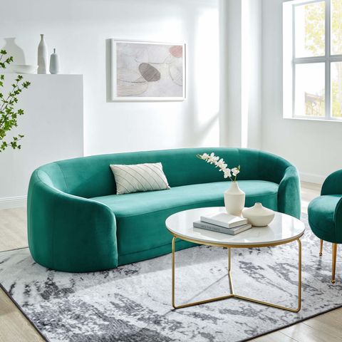Modway Contessa Performance Velvet Sofa In Teal - Walmart.com intended for A Closer Look at the Modway Contessa Modern Sofa in Striking Teal
