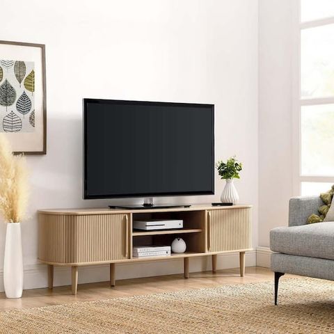 Modway Contour 63 In. Wood Tv Stand In Oak Eei-6795-Oak - The Home Depot regarding Contour 63" Wood Tv Stand, Walnut