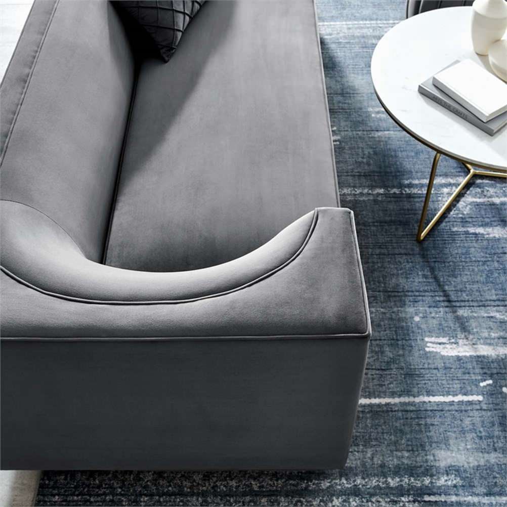 Modway Eminence Modern Performance Velvet Upholstered Sofa In Gray/Gold ... intended for Eminence Upholstered Performance Velvet Sofa