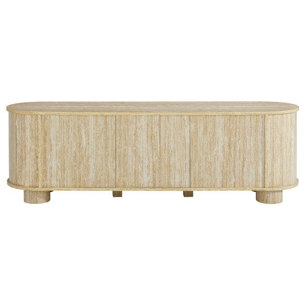 Modway Overture 63” Oval Faux Travertine Tv Stand In Travertine | Wayfair throughout Hollis 59&quot; Travertine Tv Stand, Travertine